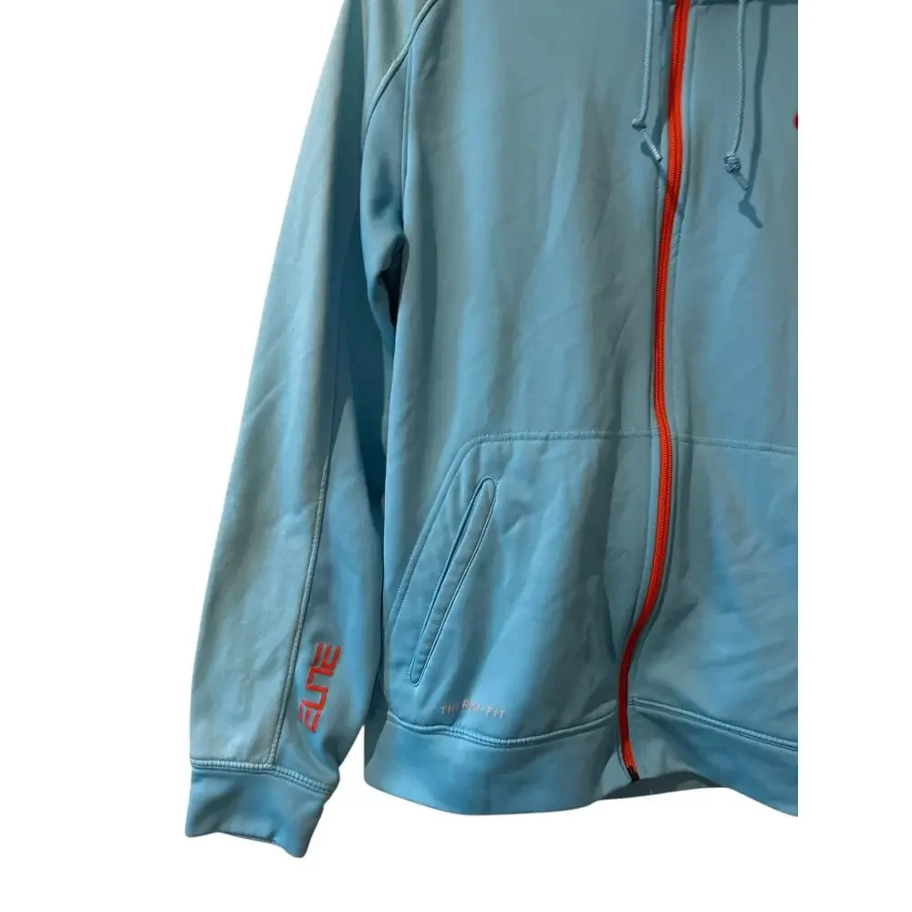 Nike Elite Zippered Hooded Basketball Sweatshirt Light Blue M